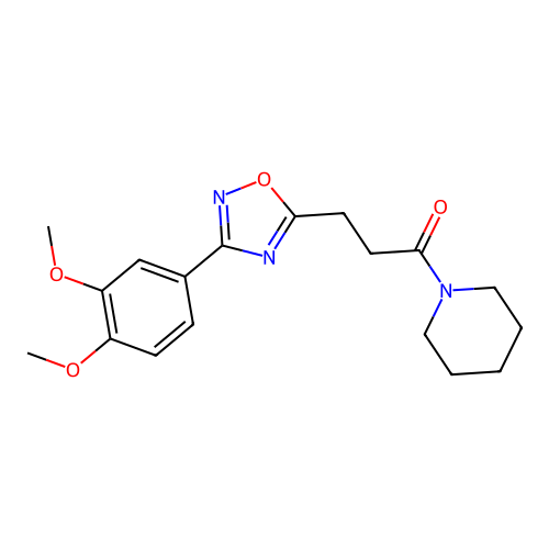 3-[3-(3,4-Dimethoxyphenyl)-1,2,4-oxadiazol-5-yl]-1-piperidin-1-ylpropan-1-one structure