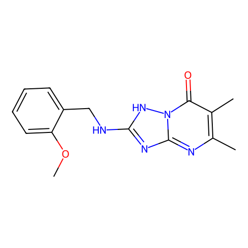 2-[(2-methoxybenzyl)amino]-5,6-dimethyl[1,2,4]triazolo[1,5-a]pyrimidin-7(4H)-one structure