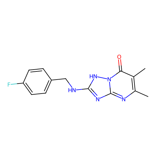 2-[(4-fluorobenzyl)amino]-5,6-dimethyl[1,2,4]triazolo[1,5-a]pyrimidin-7(4H)-one structure