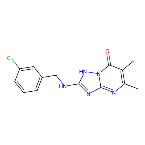 2-[(3-chlorobenzyl)amino]-5,6-dimethyl[1,2,4]triazolo[1,5-a]pyrimidin-7(4H)-one structure