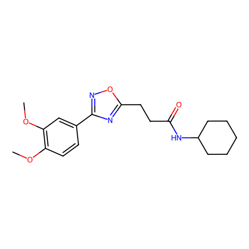 N-cyclohexyl-3-[3-(3,4-dimethoxyphenyl)-1,2,4-oxadiazol-5-yl]propanamide structure