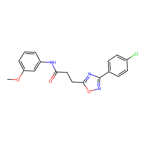 3-[3-(4-chlorophenyl)-1,2,4-oxadiazol-5-yl]-N-(3-methoxyphenyl)propanamide structure