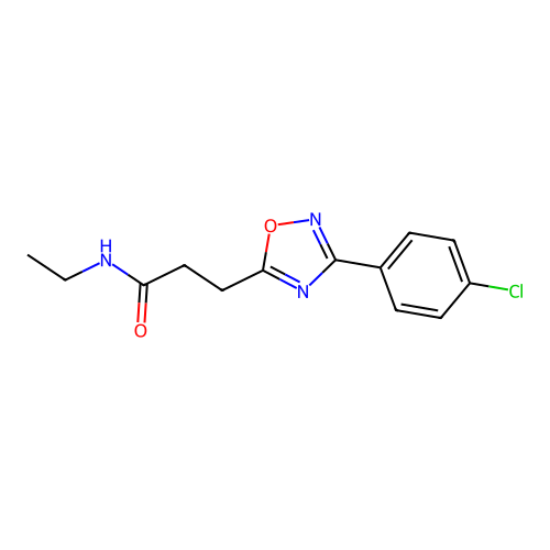 3-[3-(4-chlorophenyl)-1,2,4-oxadiazol-5-yl]-N-ethylpropanamide structure