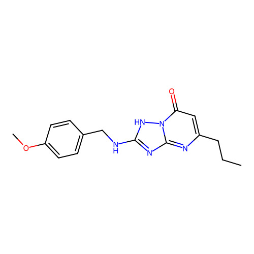 2-[(4-methoxybenzyl)amino]-5-propyl[1,2,4]triazolo[1,5-a]pyrimidin-7(3H)-one structure