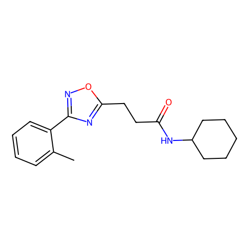 N-cyclohexyl-3-[3-(2-methylphenyl)-1,2,4-oxadiazol-5-yl]propanamide structure