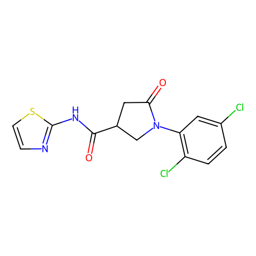 1-(2,5-dichlorophenyl)-5-oxo-N-(1,3-thiazol-2-yl)pyrrolidine-3-carboxamide structure