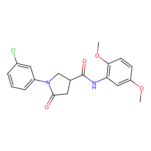 1-(3-chlorophenyl)-N-(2,5-dimethoxyphenyl)-5-oxopyrrolidine-3-carboxamide structure
