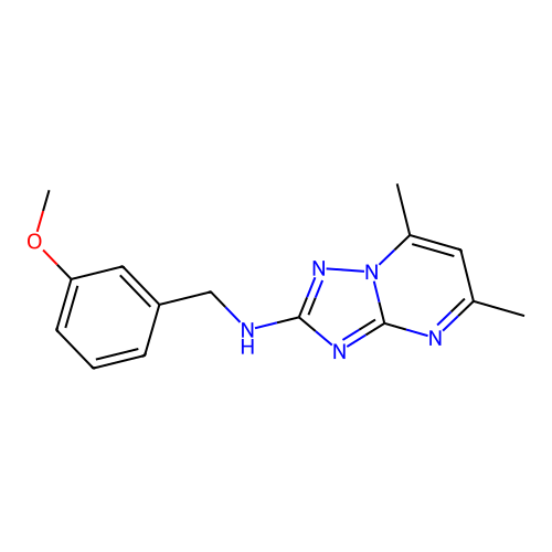 N-[(3-methoxyphenyl)methyl]-5,7-dimethyl-[1,2,4]triazolo[1,5-a]pyrimidin-2-amine structure