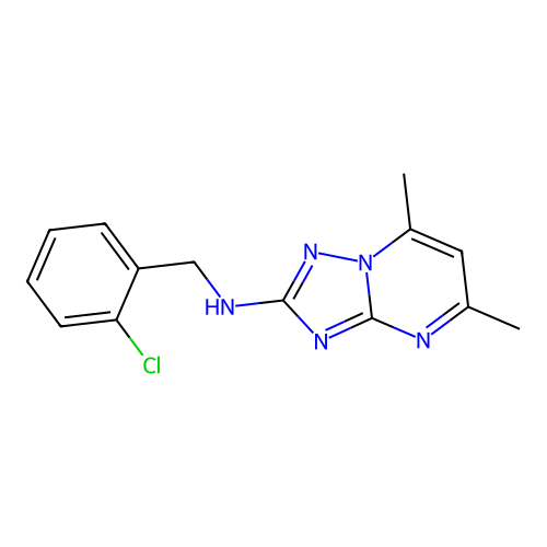N-[(2-chlorophenyl)methyl]-5,7-dimethyl-[1,2,4]triazolo[1,5-a]pyrimidin-2-amine structure