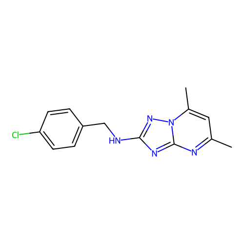 N-[(4-chlorophenyl)methyl]-5,7-dimethyl-[1,2,4]triazolo[1,5-a]pyrimidin-2-amine structure
