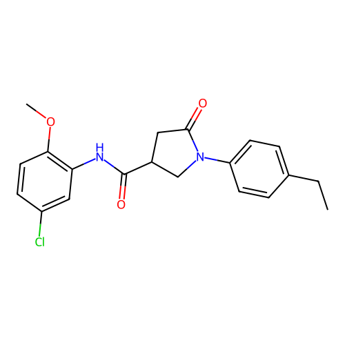 N-(5-chloro-2-methoxyphenyl)-1-(4-ethylphenyl)-5-oxopyrrolidine-3-carboxamide structure