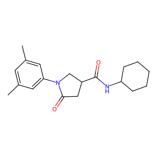 N-Cyclohexyl-1-(3,5-dimethylphenyl)-5-oxo-3-pyrrolidinecarboxamide structure