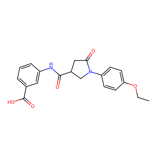 3-({[1-(4-Ethoxyphenyl)-5-oxopyrrolidin-3-yl]carbonyl}amino)benzoic acid structure