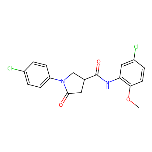 N-(5-chloro-2-methoxyphenyl)-1-(4-chlorophenyl)-5-oxopyrrolidine-3-carboxamide structure