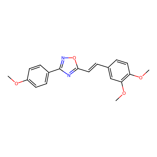 5-[(E)-2-(3,4-dimethoxyphenyl)ethenyl]-3-(4-methoxyphenyl)-1,2,4-oxadiazole structure