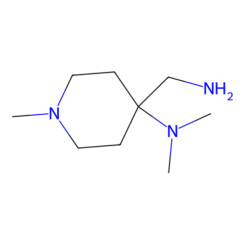 4-(aminomethyl)-N,N,1-trimethylpiperidin-4-amine structure