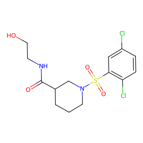 1-(2,5-dichlorophenyl)sulfonyl-N-(2-hydroxyethyl)piperidine-3-carboxamide structure