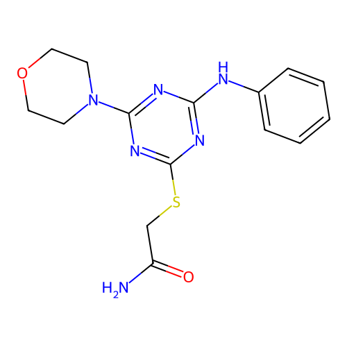 2-{[4-(Morpholin-4-yl)-6-(phenylamino)-1,3,5-triazin-2-yl]sulfanyl}acetamide structure