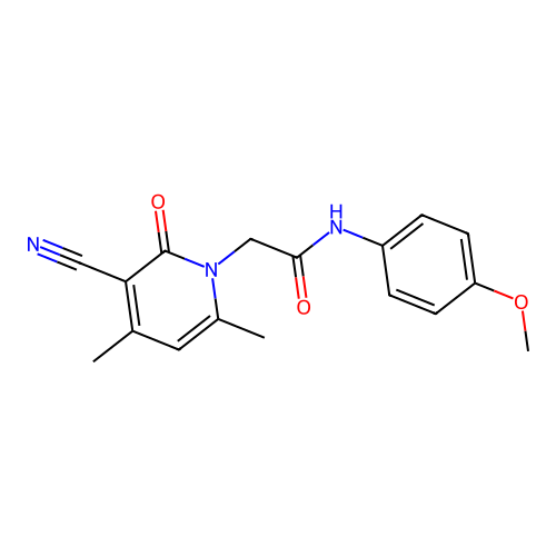 2-(3-cyano-4,6-dimethyl-2-oxopyridin-1(2H)-yl)-N-(4-methoxyphenyl)acetamide structure