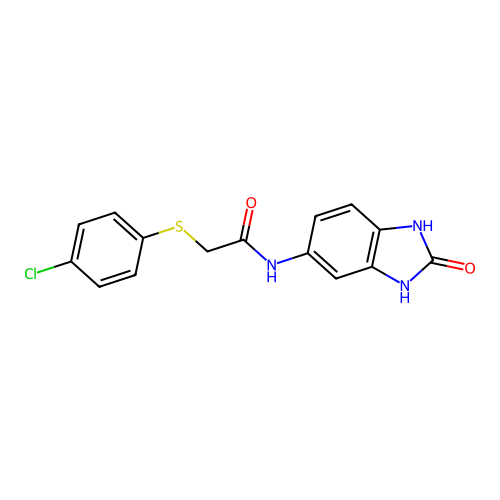 2-[(4-chlorophenyl)sulfanyl]-N-(2-oxo-2,3-dihydro-1H-benzimidazol-5-yl)acetamide structure
