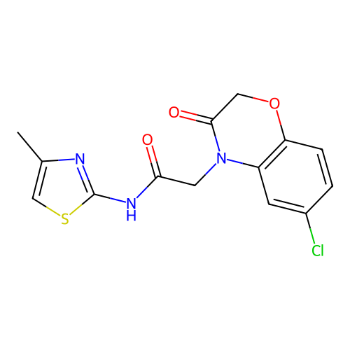2-(6-chloro-3-oxo-1,4-benzoxazin-4-yl)-N-(4-methyl-1,3-thiazol-2-yl)acetamide structure
