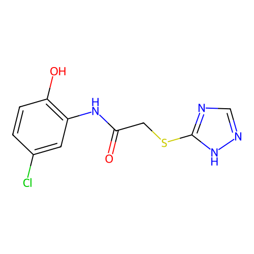N-(5-chloro-2-hydroxyphenyl)-2-(4H-1,2,4-triazol-3-ylsulfanyl)acetamide structure