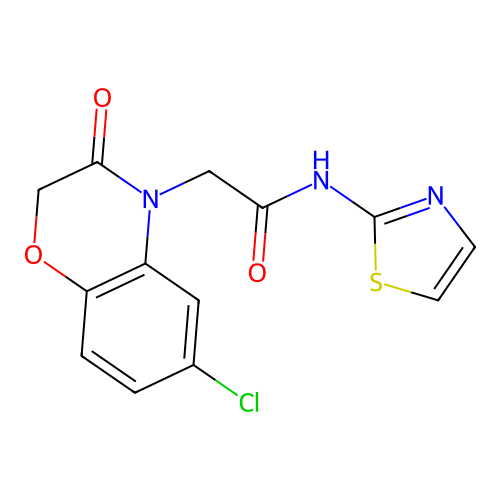 2-(6-chloro-3-oxo-1,4-benzoxazin-4-yl)-N-(1,3-thiazol-2-yl)acetamide structure
