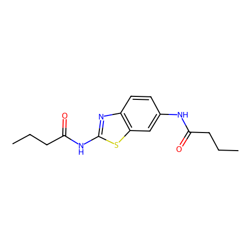 N-[2-(butanoylamino)-1,3-benzothiazol-6-yl]butanamide structure