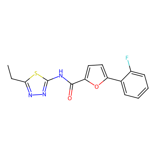 N-(5-ethyl-1,3,4-thiadiazol-2-yl)-5-(2-fluorophenyl)furan-2-carboxamide structure