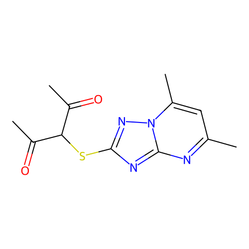 3-((5,7-Dimethyl-[1,2,4]triazolo[1,5-a]pyrimidin-2-yl)thio)pentane-2,4-dione structure
