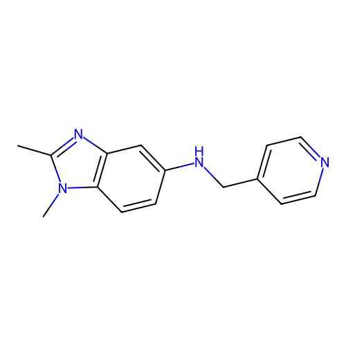 1,2-dimethyl-N-(pyridin-4-ylmethyl)-1H-benzimidazol-5-amine structure