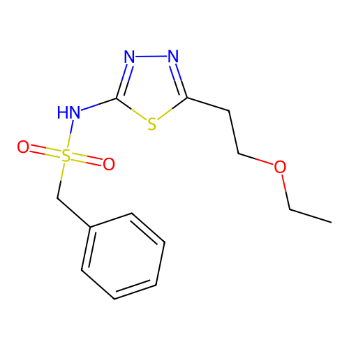 N-[5-(2-ethoxyethyl)-1,3,4-thiadiazol-2-yl]-1-phenylmethanesulfonamide structure
