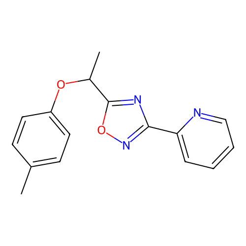 2-{5-[1-(4-Methylphenoxy)ethyl]-1,2,4-oxadiazol-3-yl}pyridine structure