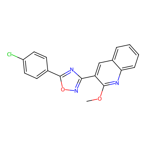 5-(4-Chlorophenyl)-3-(2-methoxyquinolin-3-yl)-1,2,4-oxadiazole structure
