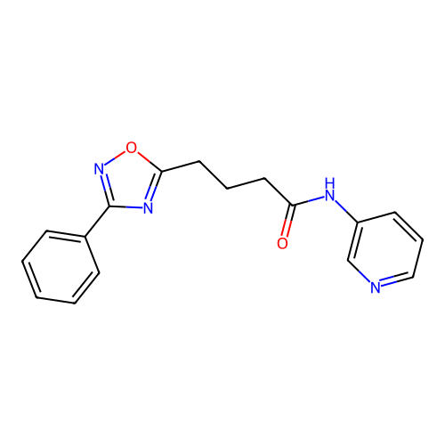 4-(3-phenyl-1,2,4-oxadiazol-5-yl)-N-(pyridin-3-yl)butanamide structure