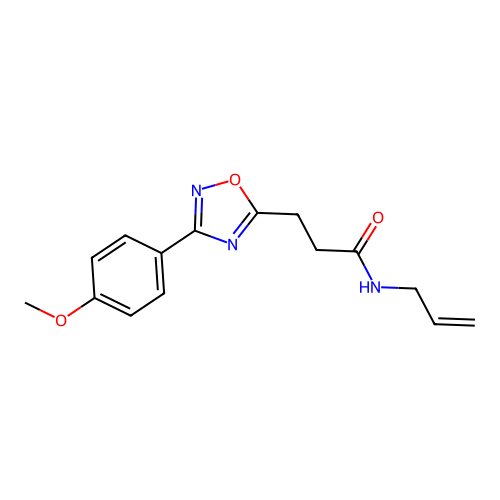 3-[3-(4-methoxyphenyl)-1,2,4-oxadiazol-5-yl]-N-prop-2-enylpropanamide structure