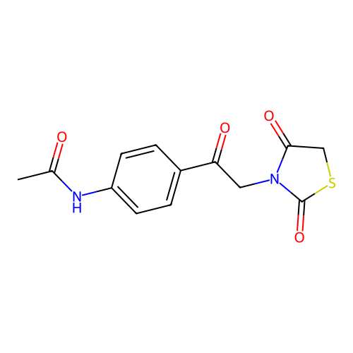 N-{4-[(2,4-dioxo-1,3-thiazolidin-3-yl)acetyl]phenyl}acetamide structure