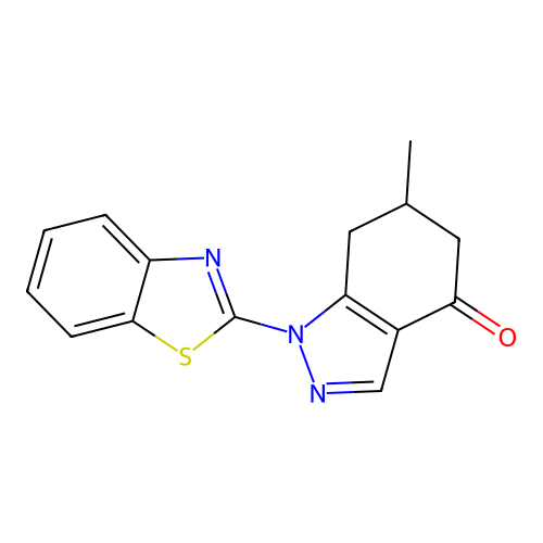 1-(1,3-benzothiazol-2-yl)-6-methyl-1,5,6,7-tetrahydro-4H-indazol-4-one structure