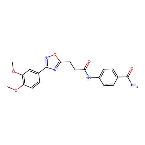 4-[3-[3-(3,4-Dimethoxyphenyl)-1,2,4-oxadiazol-5-yl]propanoylamino]benzamide structure