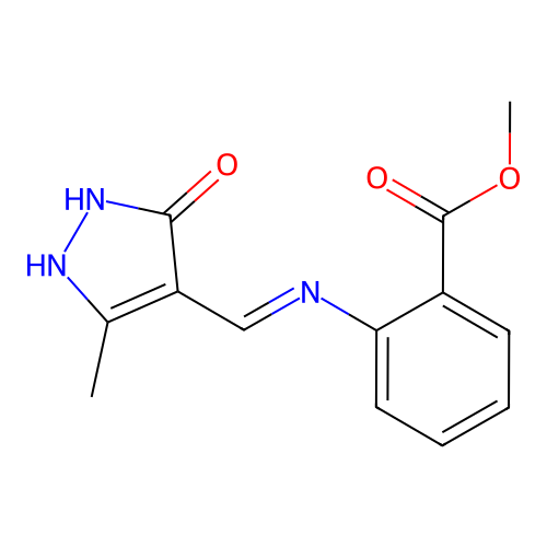 methyl 2-{[(Z)-(3-hydroxy-5-methyl-4H-pyrazol-4-ylidene)methyl]amino}benzoate structure