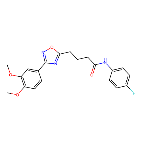 4-[3-(3,4-dimethoxyphenyl)-1,2,4-oxadiazol-5-yl]-N-(4-fluorophenyl)butanamide structure
