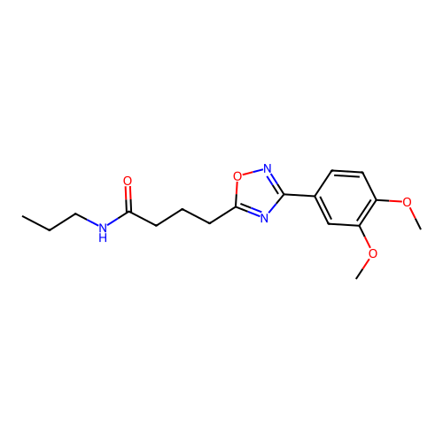 4-[3-(3,4-dimethoxyphenyl)-1,2,4-oxadiazol-5-yl]-N-propylbutanamide structure