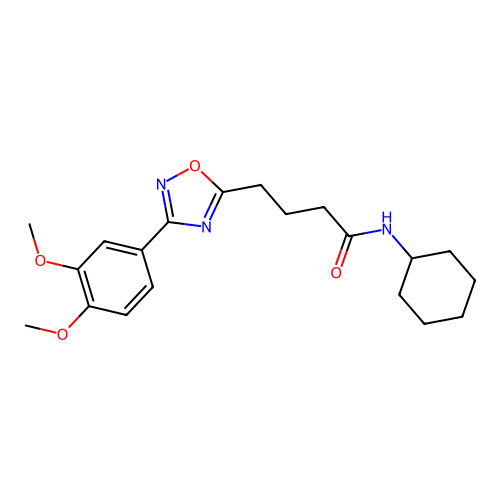 N-cyclohexyl-4-[3-(3,4-dimethoxyphenyl)-1,2,4-oxadiazol-5-yl]butanamide structure