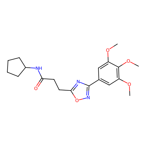 N-cyclopentyl-3-[3-(3,4,5-trimethoxyphenyl)-1,2,4-oxadiazol-5-yl]propanamide structure