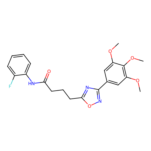 N-(2-fluorophenyl)-4-[3-(3,4,5-trimethoxyphenyl)-1,2,4-oxadiazol-5-yl]butanamide structure