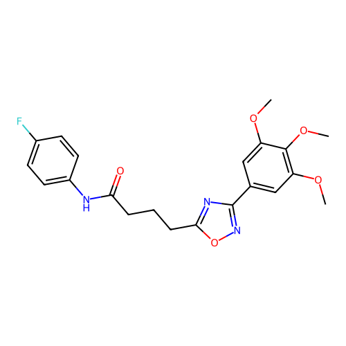N-(4-fluorophenyl)-4-[3-(3,4,5-trimethoxyphenyl)-1,2,4-oxadiazol-5-yl]butanamide structure