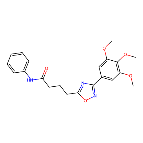 N-phenyl-4-[3-(3,4,5-trimethoxyphenyl)-1,2,4-oxadiazol-5-yl]butanamide structure