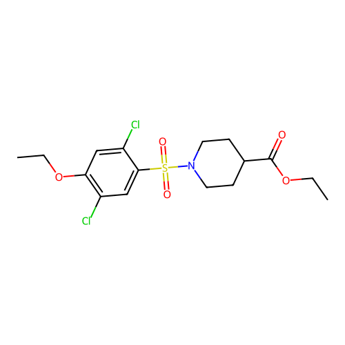 Ethyl 1-(2,5-dichloro-4-ethoxyphenyl)sulfonylpiperidine-4-carboxylate structure