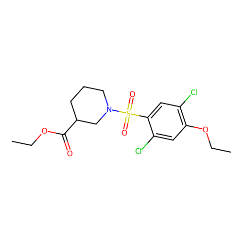 Ethyl 1-(2,5-dichloro-4-ethoxyphenyl)sulfonylpiperidine-3-carboxylate structure