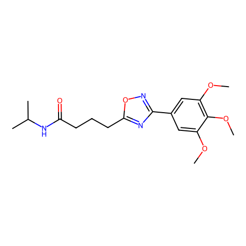 N-isopropyl-4-(3-(3,4,5-trimethoxyphenyl)-1,2,4-oxadiazol-5-yl)butanamide structure